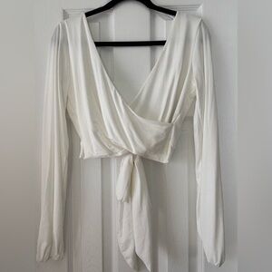 Lulu's Cream Long Sleeve Wrap Top Medium